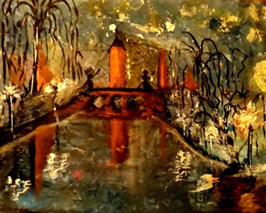 Ζωγραφική με τίτλο "Pont médiéval la nu…" από Jose Sousa, Αυθεντικά έργα τέχνης, Ακρυλικό