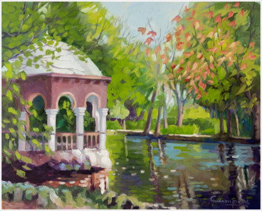 Peinture intitulée ""Parque María Luisa"" par Jose Luis Santamaria Campos, Œuvre d'art originale, Huile