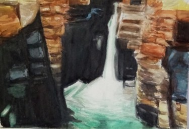 Pintura intitulada "Salto de agua" por Jose Oña Jurado, Obras de arte originais, Aquarela
