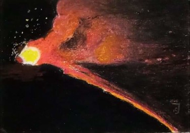 Pintura intitulada "Volcán Etna, Sicili…" por Jose Oña Jurado, Obras de arte originais, Óleo