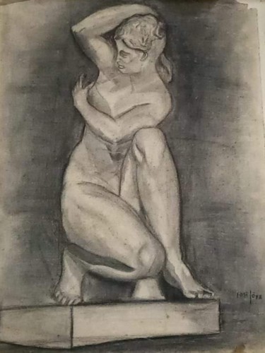 Pittura intitolato "Desnudo 4" da Jose Oña Jurado, Opera d'arte originale, Carbone