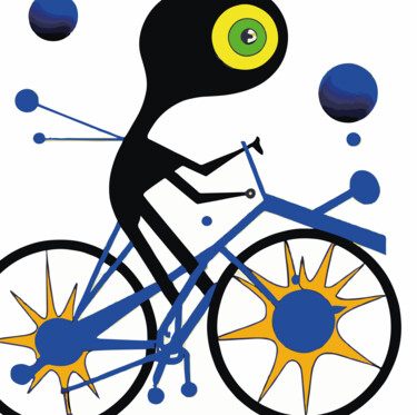 Digital Arts titled "THE CYCLING ALIEN" by Josep Domènech, Original Artwork, AI generated image