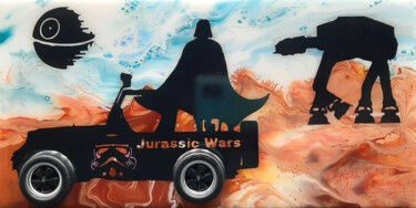 「JURASSIC WARS」というタイトルの絵画 Joseph Ducrocq (MATLAB STUDIO)によって, オリジナルのアートワーク, アクリル