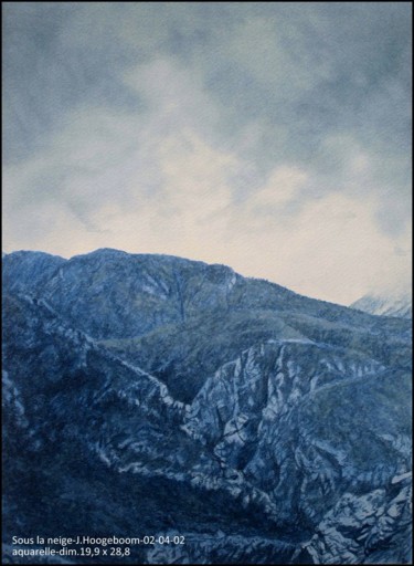 Schilderij getiteld "Sous la neige" door Joseph Hoogeboom, Origineel Kunstwerk, Aquarel
