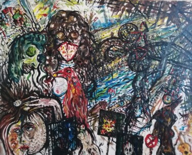 Картина под названием "CITY LOCKDOWN" - Joseph Urie, Подлинное произведение искусства, Масло Установлен на Деревянная рама д…