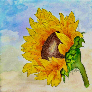 Digitale Kunst mit dem Titel "Sunflower Illustrat…" von Josephine Estelle, Original-Kunstwerk, 2D digitale Arbeit
