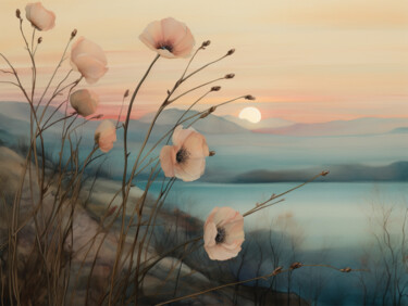 Arte digital titulada "Evening By The Sea" por Josephine Estelle, Obra de arte original, Imagen generada por IA
