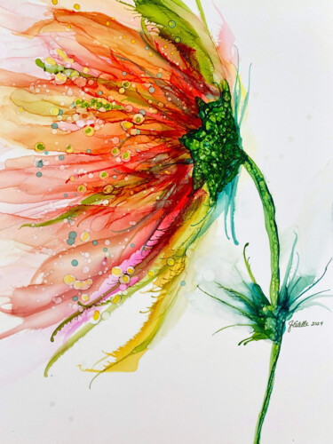 Artes digitais intitulada "Wind Swept Flower" por Josephine Estelle, Obras de arte originais, Tinta