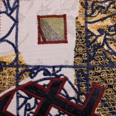 Textile Art titled "La roue de la fortu…" by Joséphine Montiel, Original Artwork, Fabric Mounted on Glass