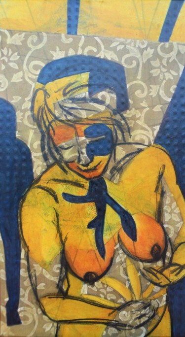 Painting titled "Femme sacrée sortan…" by Joséphine Montiel, Original Artwork, Acrylic