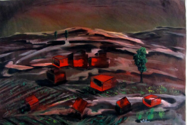 Malarstwo zatytułowany „Paissatge vermell” autorstwa Josep Maria Fontanet Sureda, Oryginalna praca, Akryl
