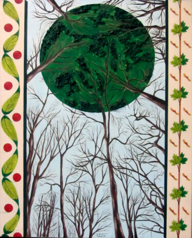 Malarstwo zatytułowany „Sol vert” autorstwa Josep Maria Fontanet Sureda, Oryginalna praca, Olej Zamontowany na Drewniana ram…
