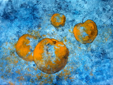 Painting titled "Naranja en azul" by Josep Obradors, Original Artwork, Acrylic