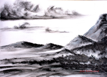 Peinture intitulée ""Sobre el Valle"" par José Balbuena, Œuvre d'art originale, Encre