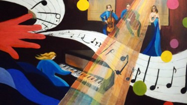Pittura intitolato "reverie musicale29" da Josette Georgel, Opera d'arte originale, Olio