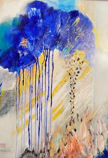 Pintura titulada "Pluie d’or" por Josette Karsenti (josie), Obra de arte original, Tinta Montado en Bastidor de camilla de m…