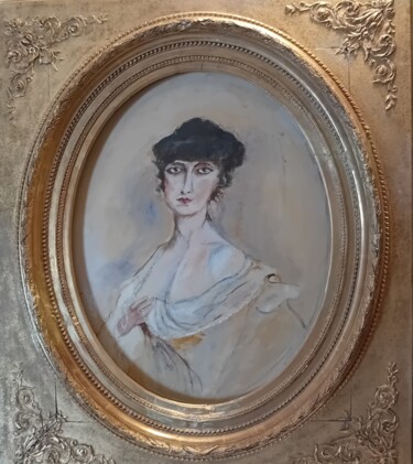 Peinture intitulée "Anna de Noailles" par Josette Priour, Œuvre d'art originale, Pastel