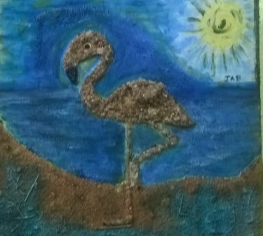 Ζωγραφική με τίτλο "Flamingo" από Jab, Αυθεντικά έργα τέχνης, Ακουαρέλα