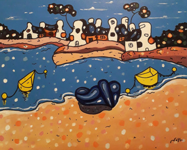 「port breton」というタイトルの絵画 Jossによって, オリジナルのアートワーク, アクリル