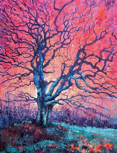 Peinture intitulée "L'arbre qui parlait…" par Joss Blanchard, Œuvre d'art originale, Pigments Monté sur Châssis en bois