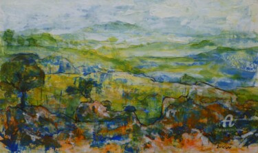 Painting titled "paysage vallonné" by Patrick Jossier, Original Artwork, Acrylic