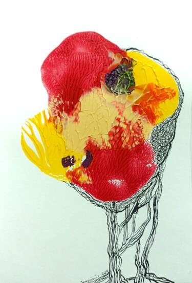 Dessin intitulée "L'arbreFleuve" par Jourcarmin, Œuvre d'art originale, Acrylique