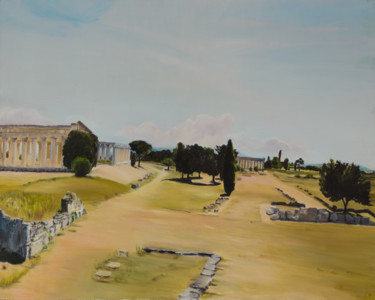 Pittura intitolato "Paestum, le songe d…" da Isabelle Jourdain, Opera d'arte originale, Olio