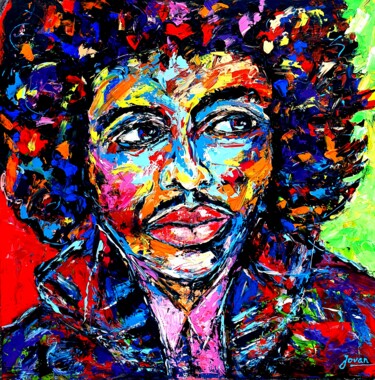 Malarstwo zatytułowany „Jimi Hendrix” autorstwa Jovanart, Oryginalna praca, Akryl Zamontowany na Drewniana rama noszy