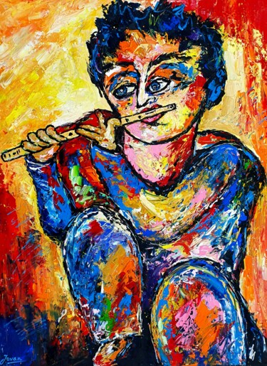 "Street flute player" başlıklı Tablo Jovanart tarafından, Orijinal sanat, Akrilik