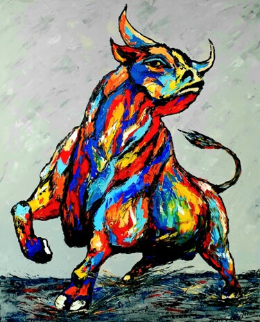 Ζωγραφική με τίτλο "Proud bull, Johny" από Jovanart, Αυθεντικά έργα τέχνης, Ακρυλικό
