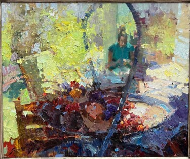 Malarstwo zatytułowany „Afternoon tea at Hu…” autorstwa Jove Wang, Oryginalna praca, Olej