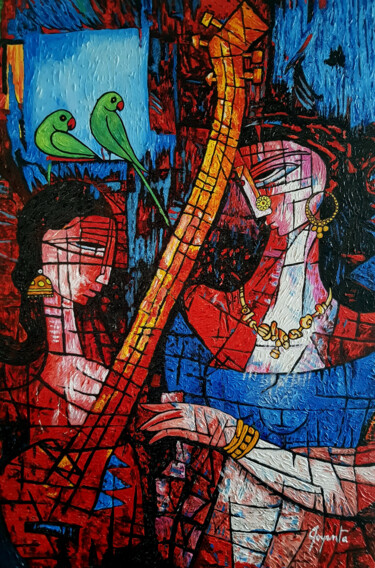 Картина под названием "Mother and Daughter…" - Joyanto Deb, Подлинное произведение искусства, Акрил