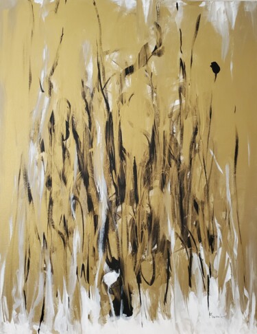 Painting titled "Gold Rush" by Joyce Fournier, Original Artwork, Acrylic Mounted on Wood Stretcher frame