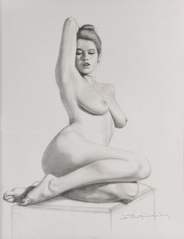 Dessin intitulée "Courbes 29 - Peach" par Jean-Pierre André Leclercq, Œuvre d'art originale, Graphite