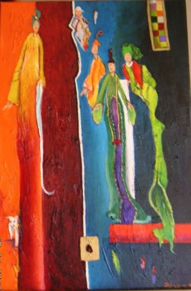 Peinture intitulée ""FEMMES IMAGINAIRES"" par Jparzy, Œuvre d'art originale, Huile