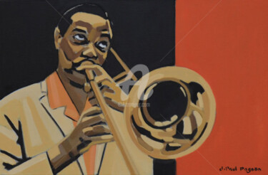 Peinture intitulée "BLACK TROMBONE" par Jean-Paul Pagnon, Œuvre d'art originale, Huile