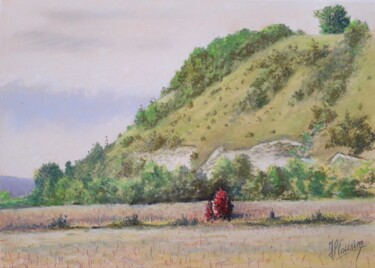 Painting titled "Au pied de la colli…" by Jean-Pierre Cousin, Original Artwork, Pastel