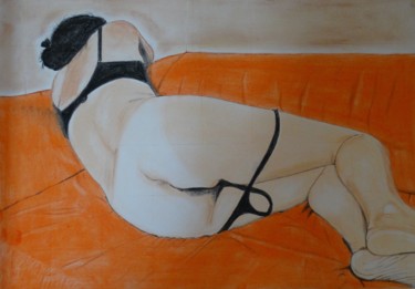 "femme-endormie-sur-…" başlıklı Resim Jean Philippe Dufau tarafından, Orijinal sanat, Pastel