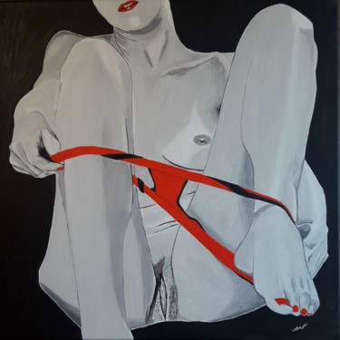 Картина под названием "En rouge et noir" - Jean Philippe Dufau, Подлинное произведение искусства, Акрил