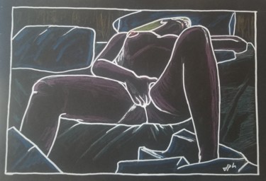 Рисунок под названием "Plaisir solitaire 4" - Jean Philippe Dufau, Подлинное произведение искусства, Маркер
