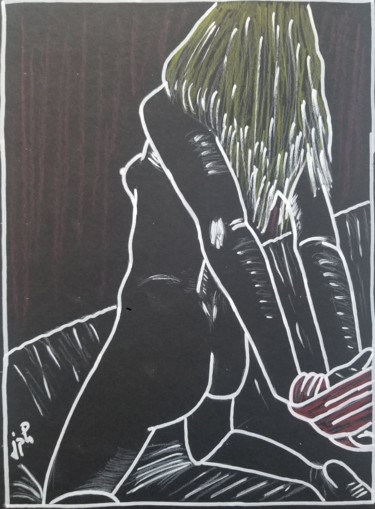 Drawing titled "Attache moi" by Jean Philippe Dufau, Original Artwork, Marker