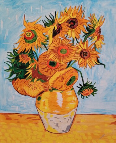 Painting titled "Les tournesols" by Jean Philippe Dufau, Original Artwork, Acrylic