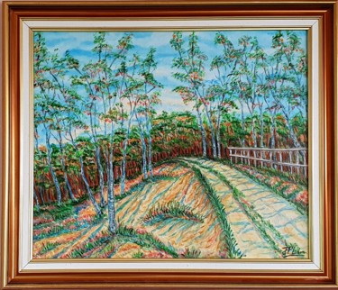 Painting titled "Promenade d'automne" by Jean-Pierre Loubinoux, Original Artwork, Acrylic Mounted on Wood Stretcher frame