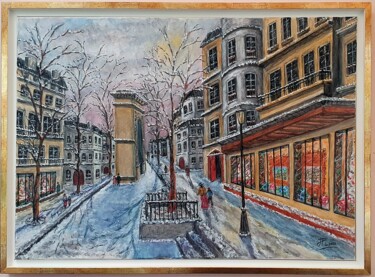 Malarstwo zatytułowany „Noël à Paris” autorstwa Jean-Pierre Loubinoux, Oryginalna praca, Akryl Zamontowany na Drewniana rama…