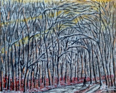 Pintura titulada "Forêt de Noël" por Jean-Pierre Loubinoux, Obra de arte original, Acrílico Montado en Bastidor de camilla d…
