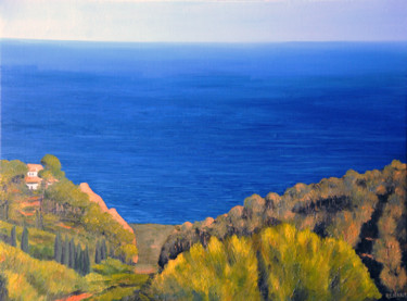 Pintura titulada "Vue sur mer , Seavi…" por Renand, Obra de arte original, Oleo