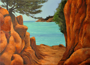 Pintura titulada "Mer et rochers à Bl…" por Renand, Obra de arte original, Oleo