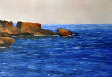 Painting titled "Mistral à Martigues…" by Renand, Original Artwork, Oil Mounted on Wood Stretcher frame