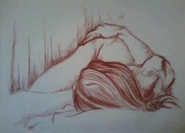 Dessin intitulée "Fabienne allongée" par Jsroosenys, Œuvre d'art originale, Graphite