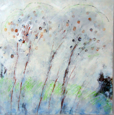 Painting titled "trees" by June Stapleton, Original Artwork, Acrylic